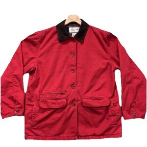 Baxter Wells Plaid Flannel Lined Chore Barn Coat Jacket Corduroy Collar Womens L